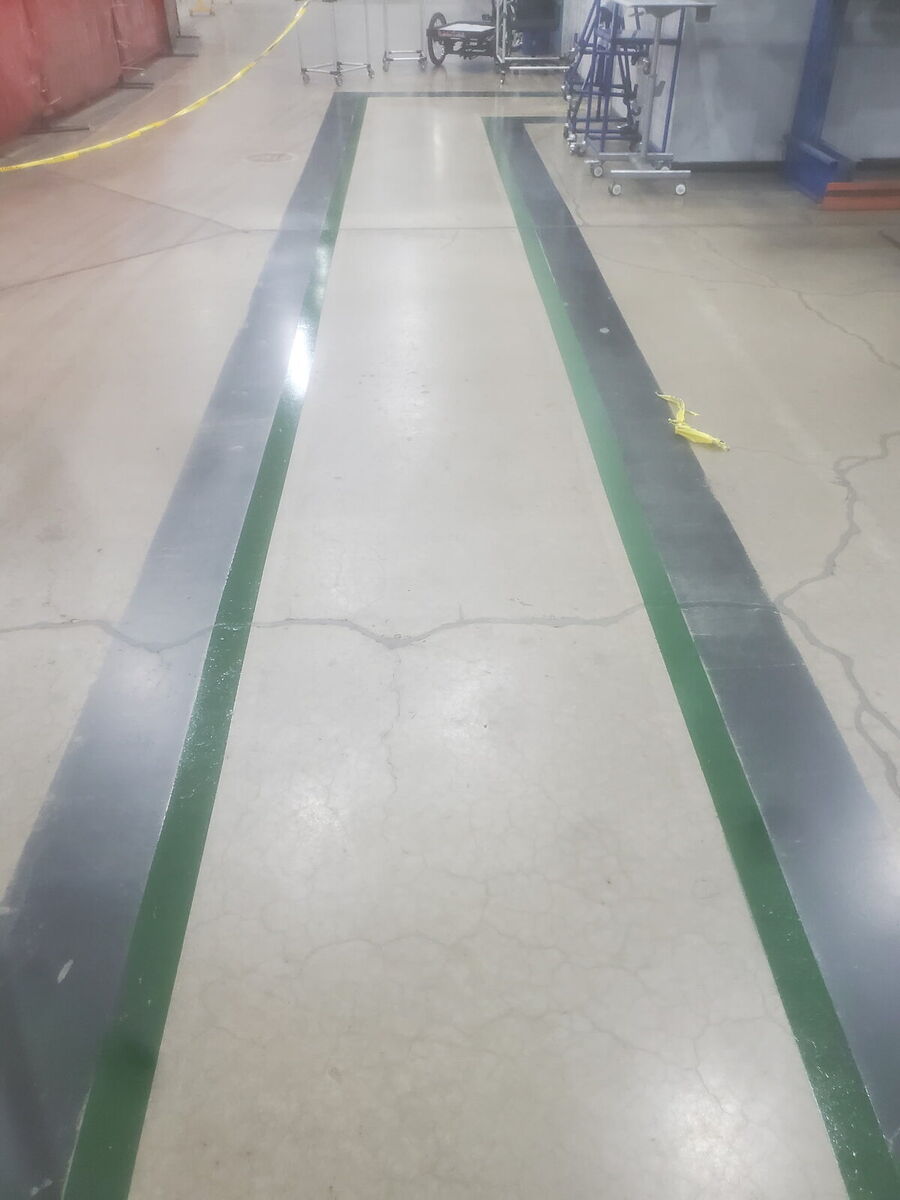 Warehouse aisle with safety striping